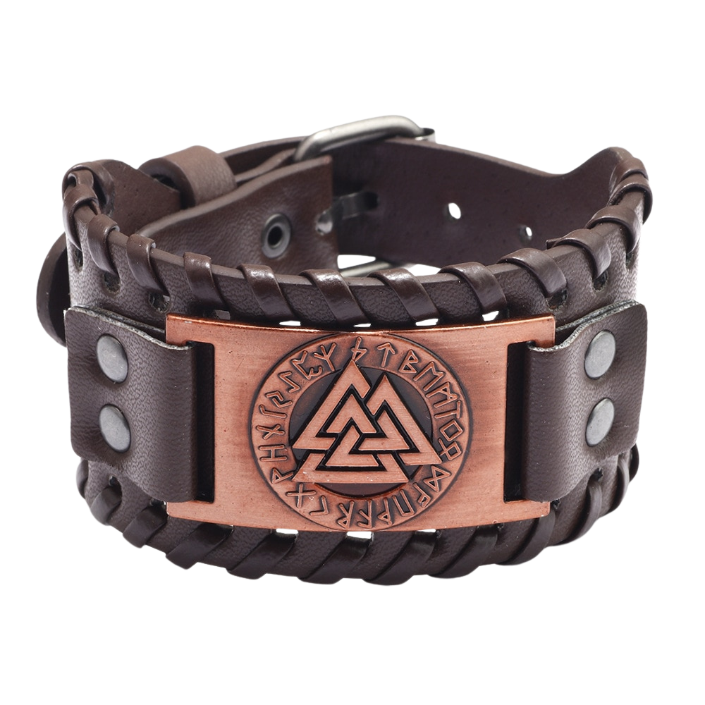 Bracelet Viking en Cuir Valknut | Valhalla