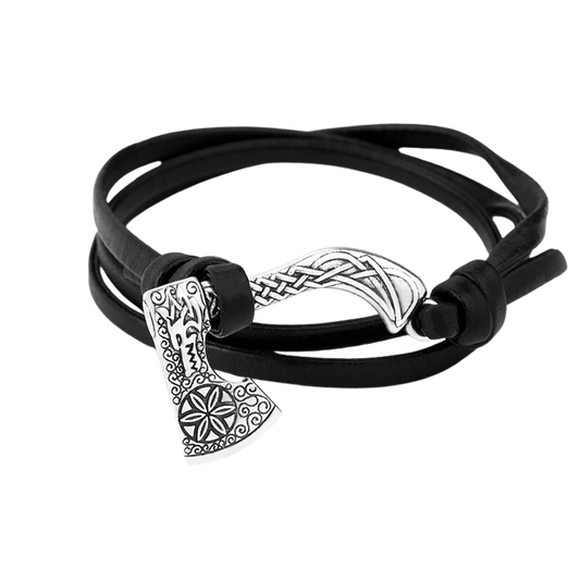 Bracelet Cuir Pendentif Hache Viking | Valhalla