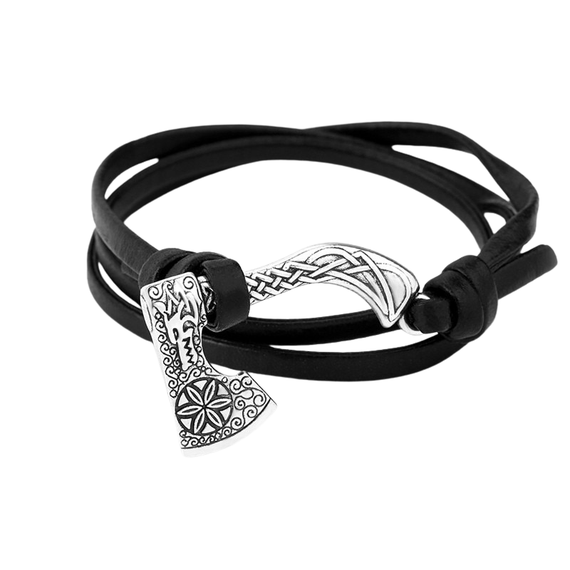 Bracelet Cuir Pendentif Hache Viking | Valhalla