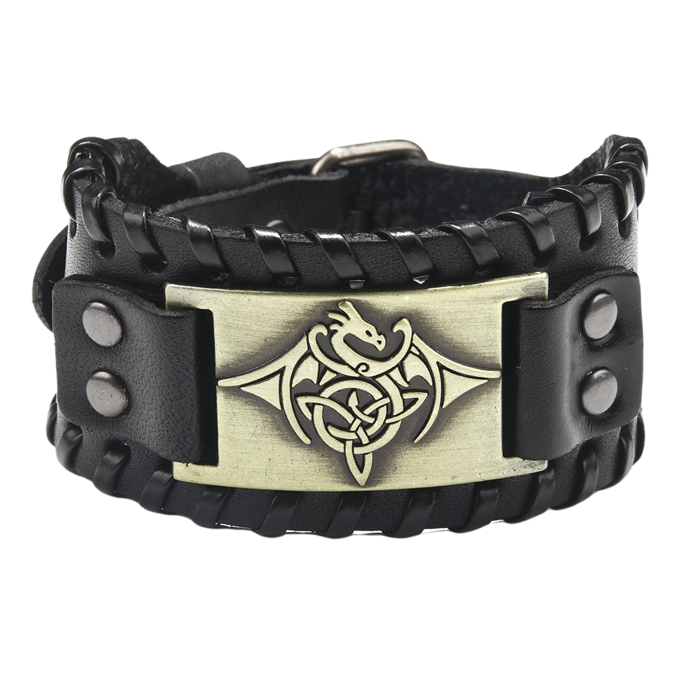 Bracelet Viking en Cuir Dragon | Valhalla