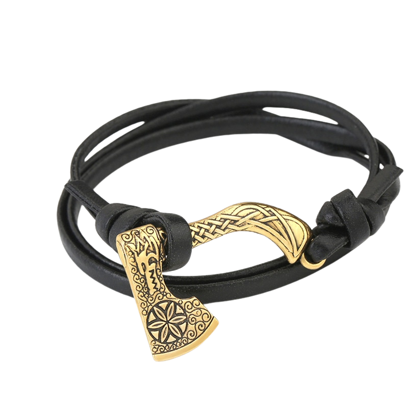 Bracelet Cuir Pendentif Hache Viking | Valhalla