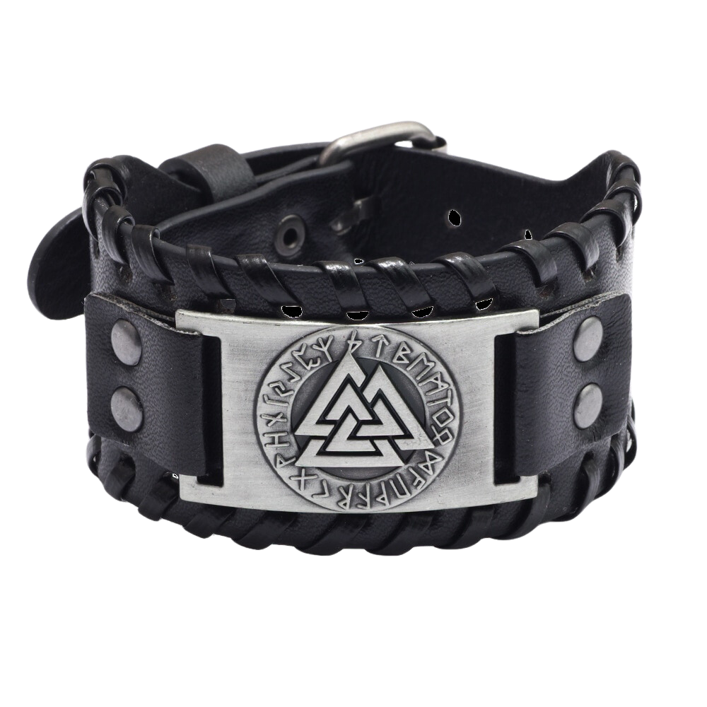 Bracelet Viking en Cuir Valknut | Valhalla