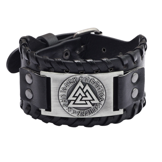 Bracelet Viking en Cuir Valknut | Valhalla