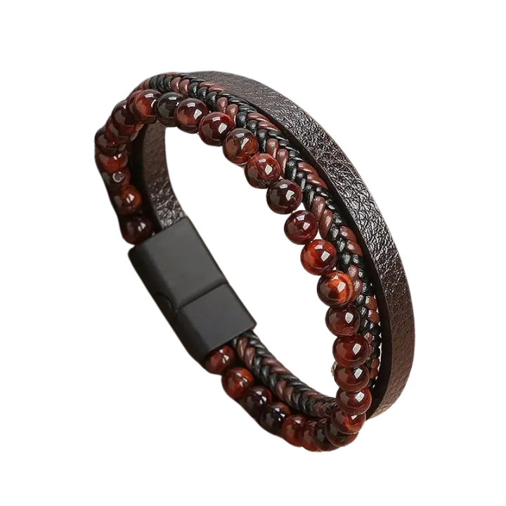 Bracelet Viking en Cuir et Pierre | Valhalla