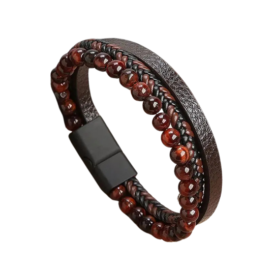 Bracelet Viking en Cuir et Pierre | Valhalla