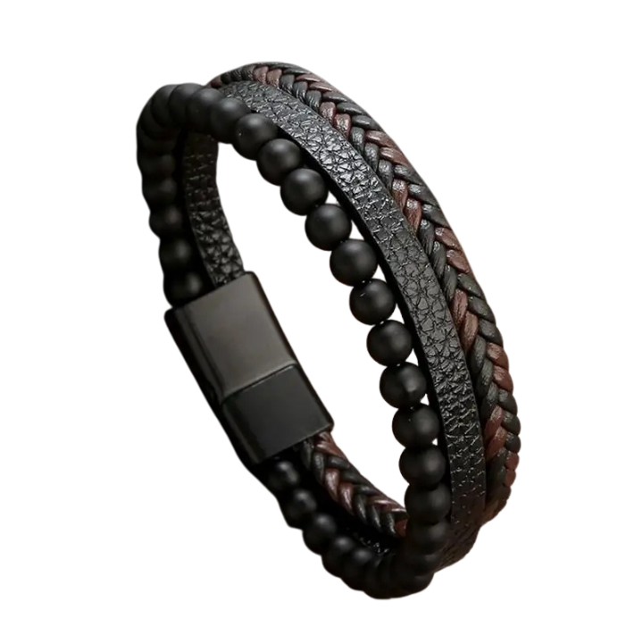 Bracelet Viking en Cuir et Pierre | Valhalla