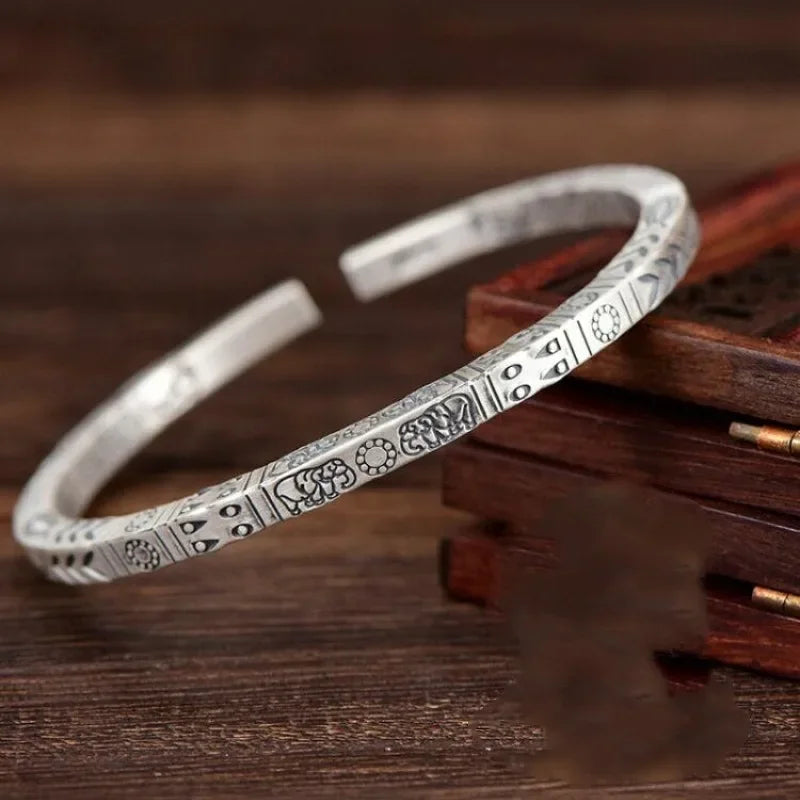 Egyptian Hieroglyph Silver Bracelet | Valhalla