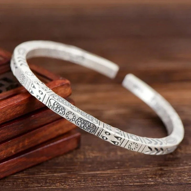 Egyptian Hieroglyph Silver Bracelet | Valhalla