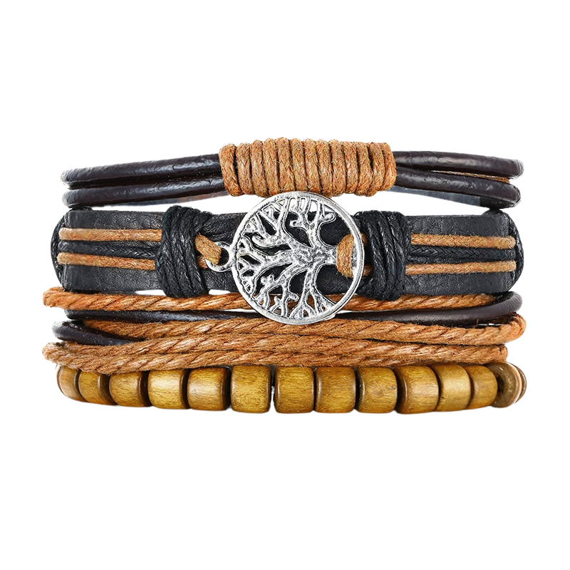 Bracelet Yggdrasill Viking en Cuir | Valhalla