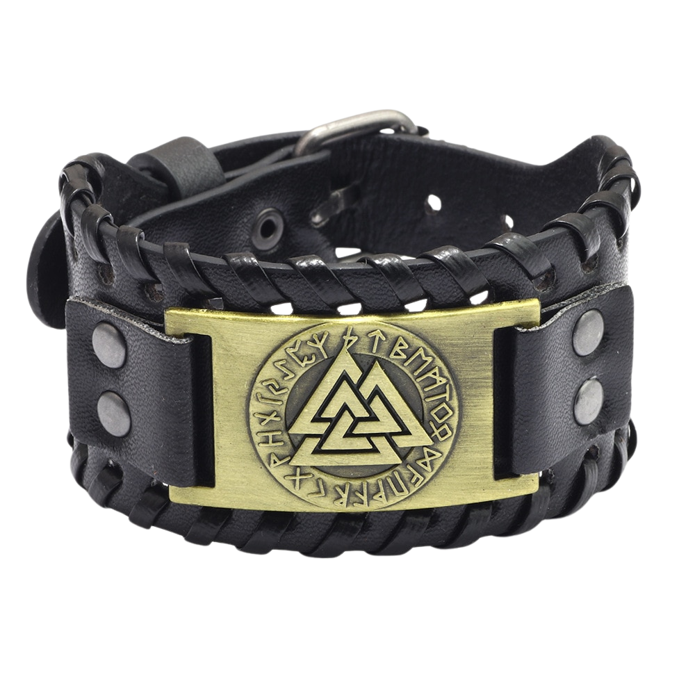 Bracelet Viking en Cuir Valknut | Valhalla