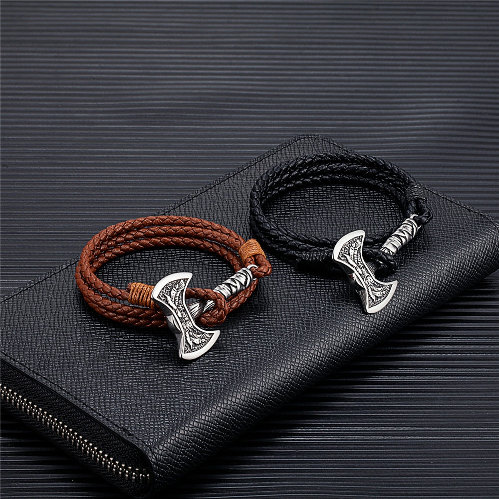 Bracelet Cuir Viking Hache | Valhalla